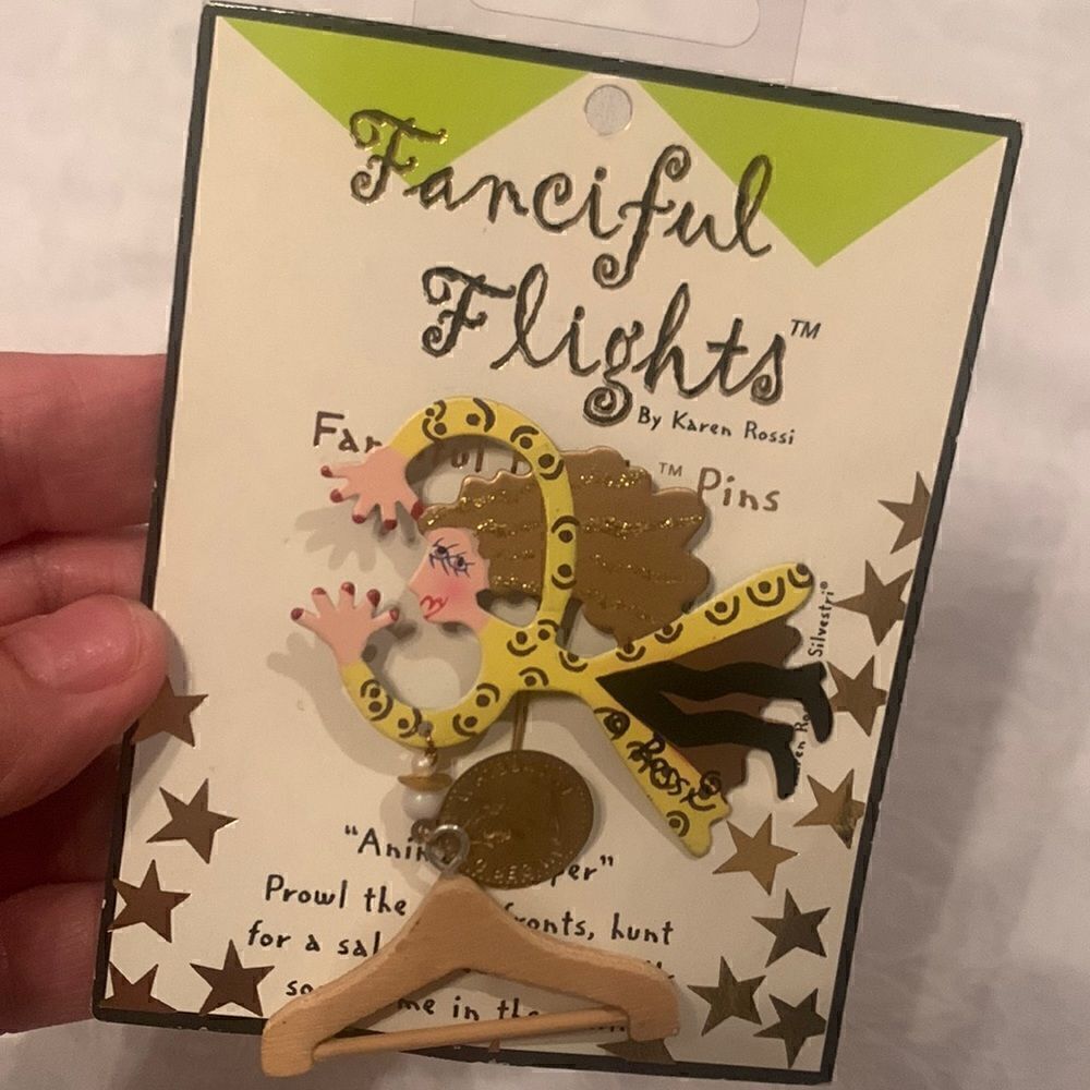 Karen Rossi Fanciful Flights Animal Shopper Lapel Pin